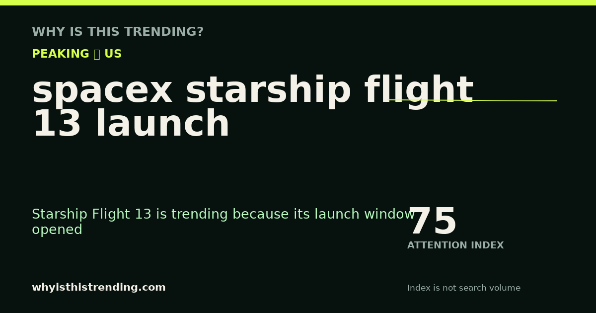 spacex starship flight 13 launch attention trend card